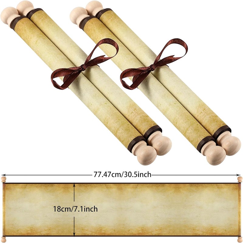 Makevivi 2 PCS Blank Scrolls Paper with Wood Rods, for Naughty or Nice List, Writing, Wedding Vows, Invitation, Love Letter, Cosplay Prop, Renaissance, 7.1 x 30.5 inches - Image 2